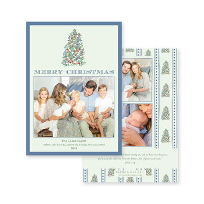 Adorned Tree Bordered Vertical Christmas Card