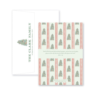 Adorned Tree Bordered Vertical Christmas Card