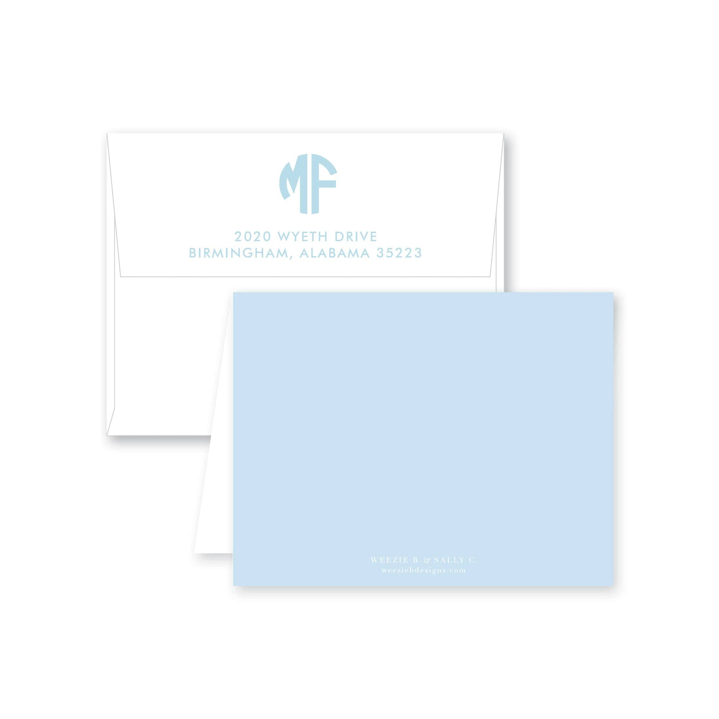 Solid Circle Monogram Folded Note Card
