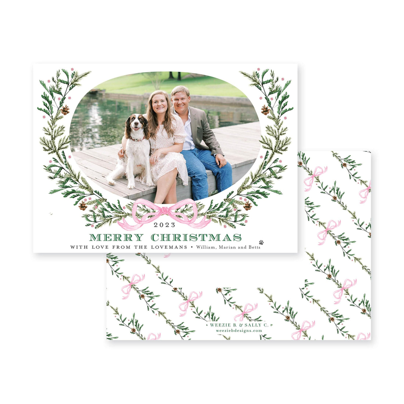 Elegant Evergreen Horizontal Christmas Card