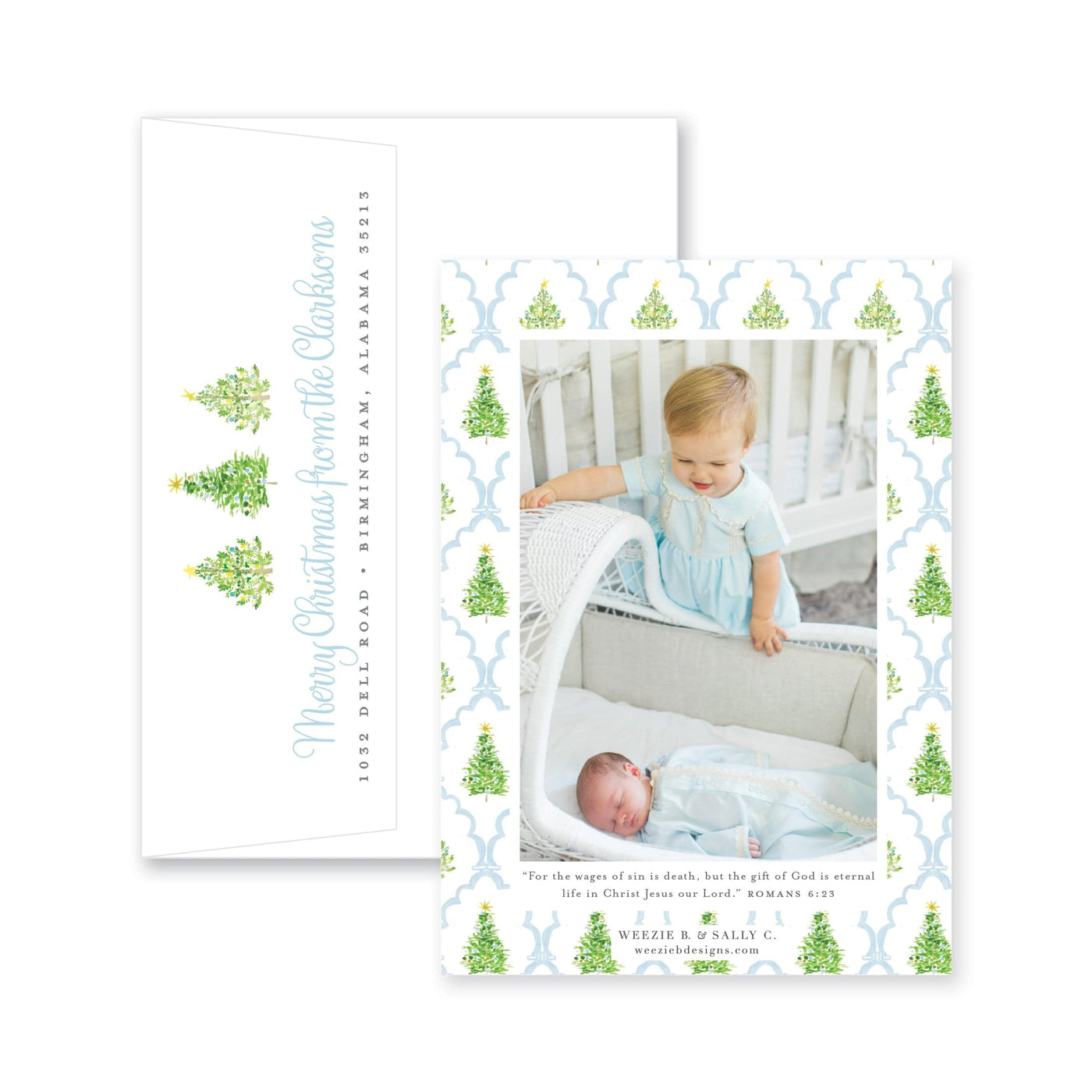Flanking Oh Christmas Tree Vertical Christmas Card