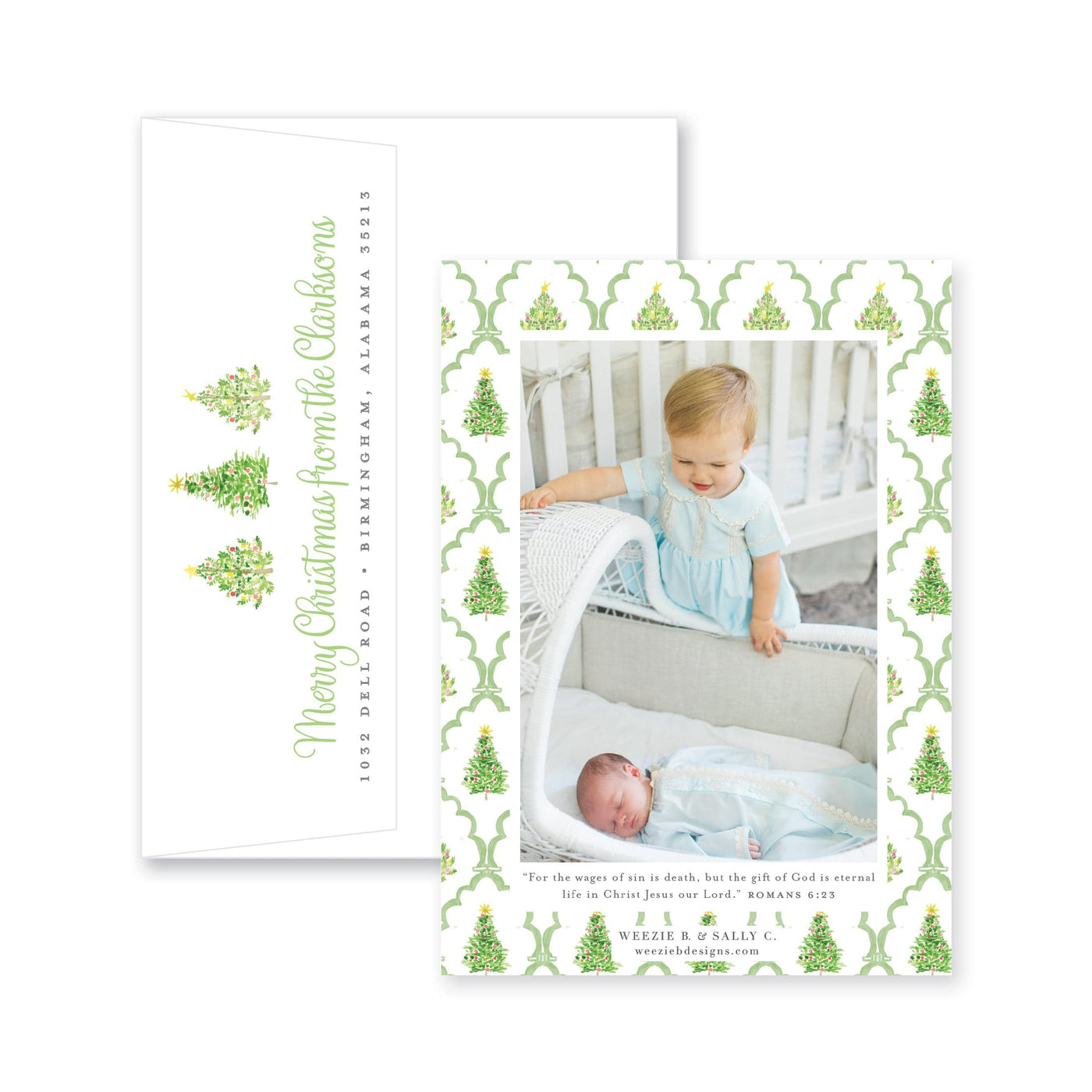 Flanking Oh Christmas Tree Vertical Christmas Card