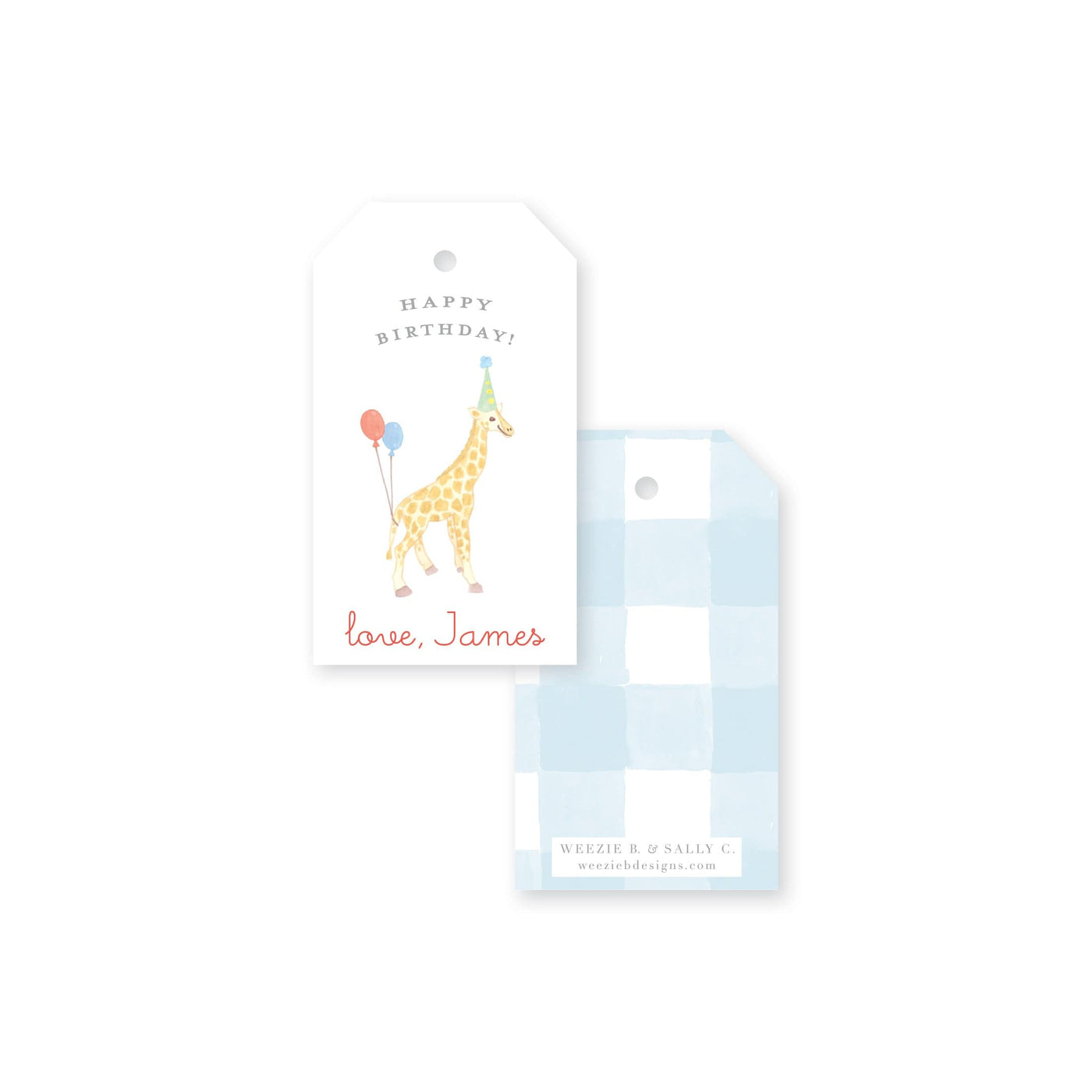 Giraffe in a Party Hat Gift Tag