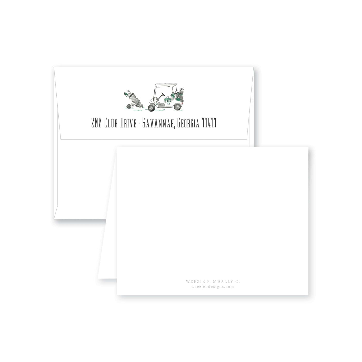 Golf Carts Watercolor Folded Note Card