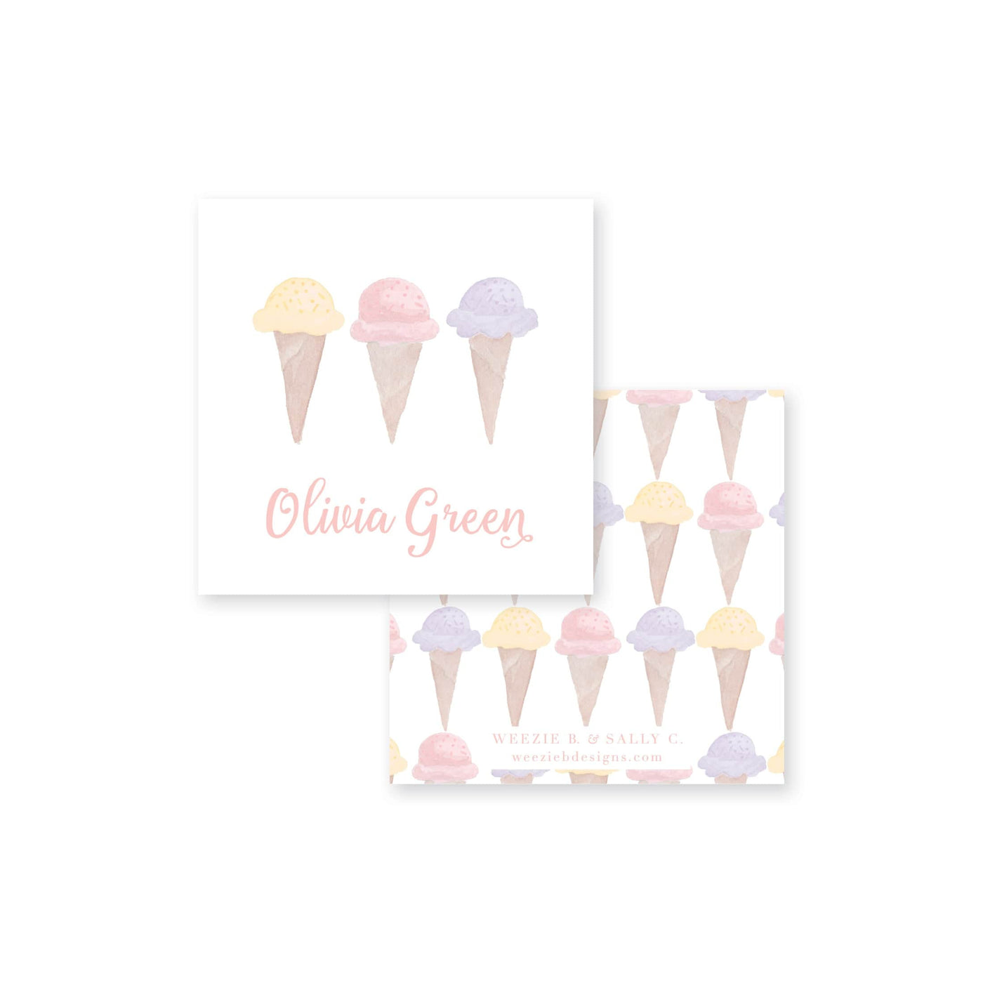 Ice Cream Watercolor Calling Card