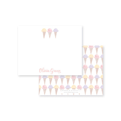 Ice Cream Watercolor Flat Note Card