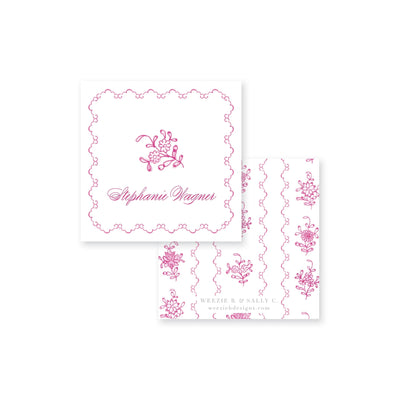 Intricate Scallop Border Floral Calling Card