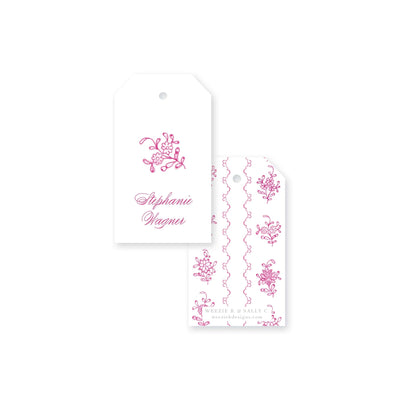 Intricate Scallop Border Floral Gift Tag