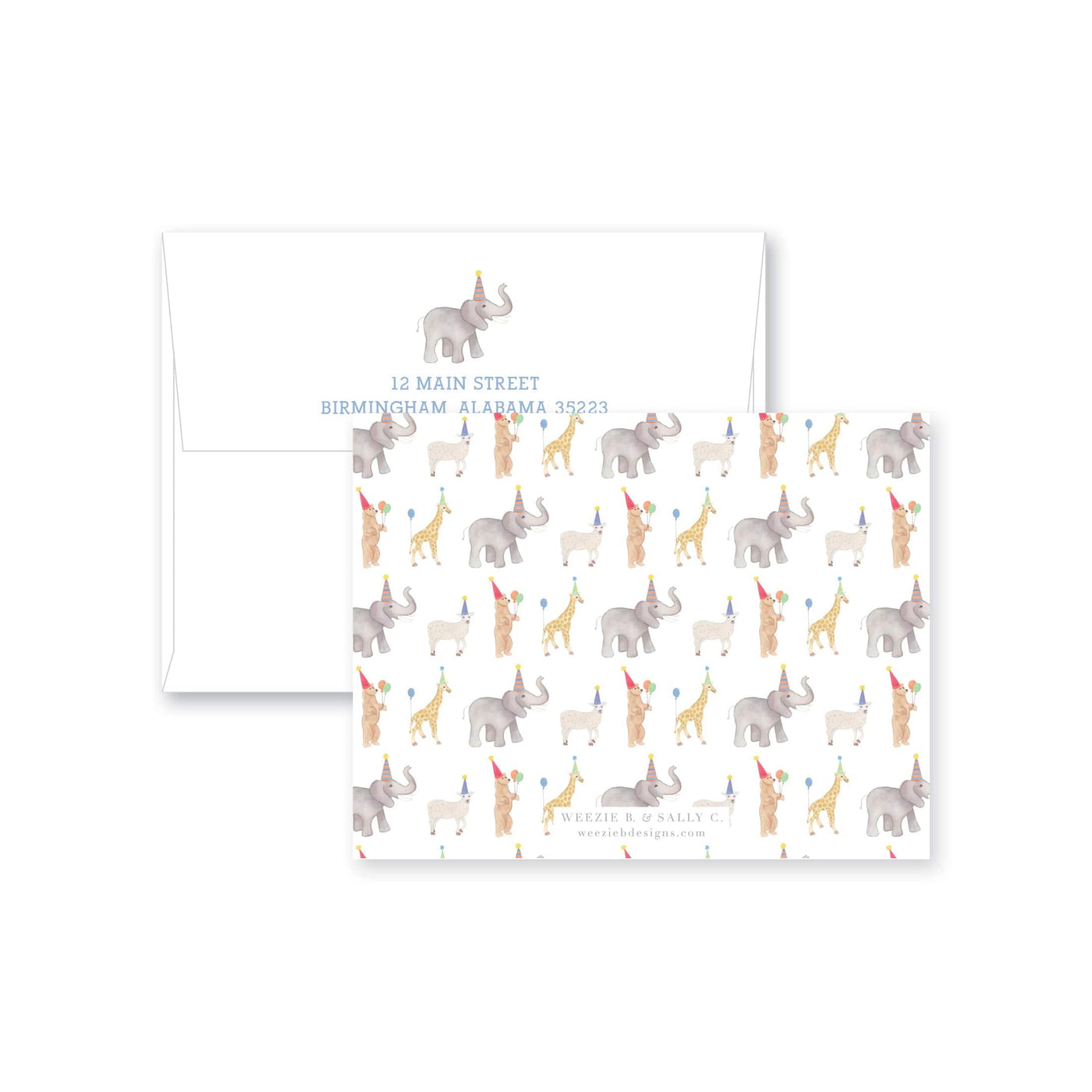 Party Animals Flat Note Card