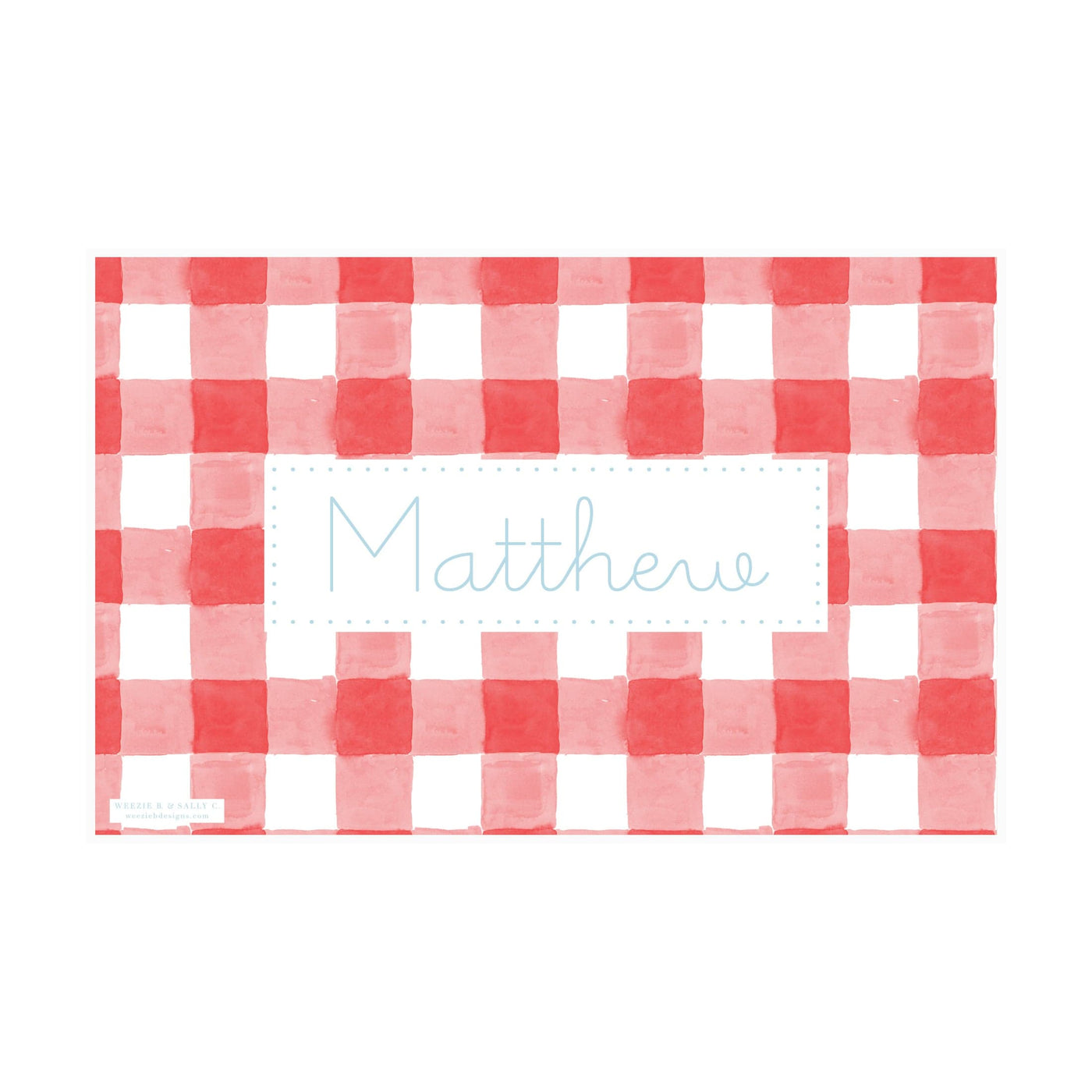 Letter Tracing Gingham Placemat