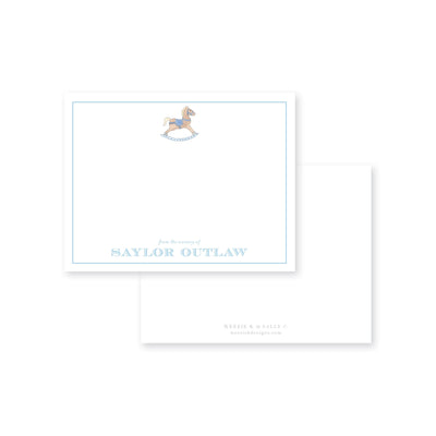 Watercolor Rocking Horse Flat Note Card