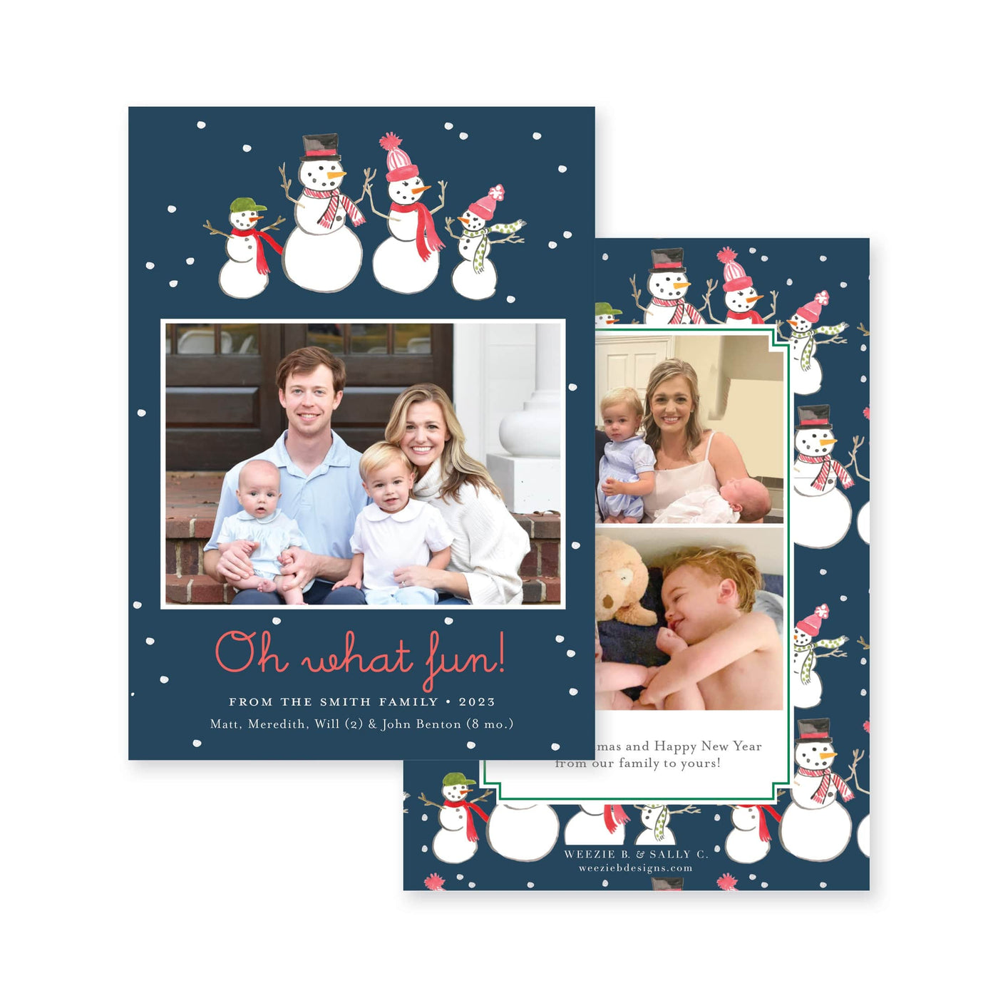 Snowman Family Vertical Christmas Card