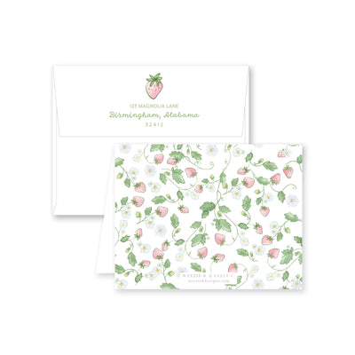 Strawberry Blooms Folded Note Card
