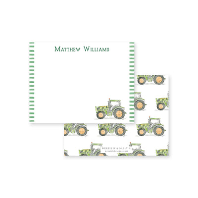 Tractor Watercolor Flat Note Card
