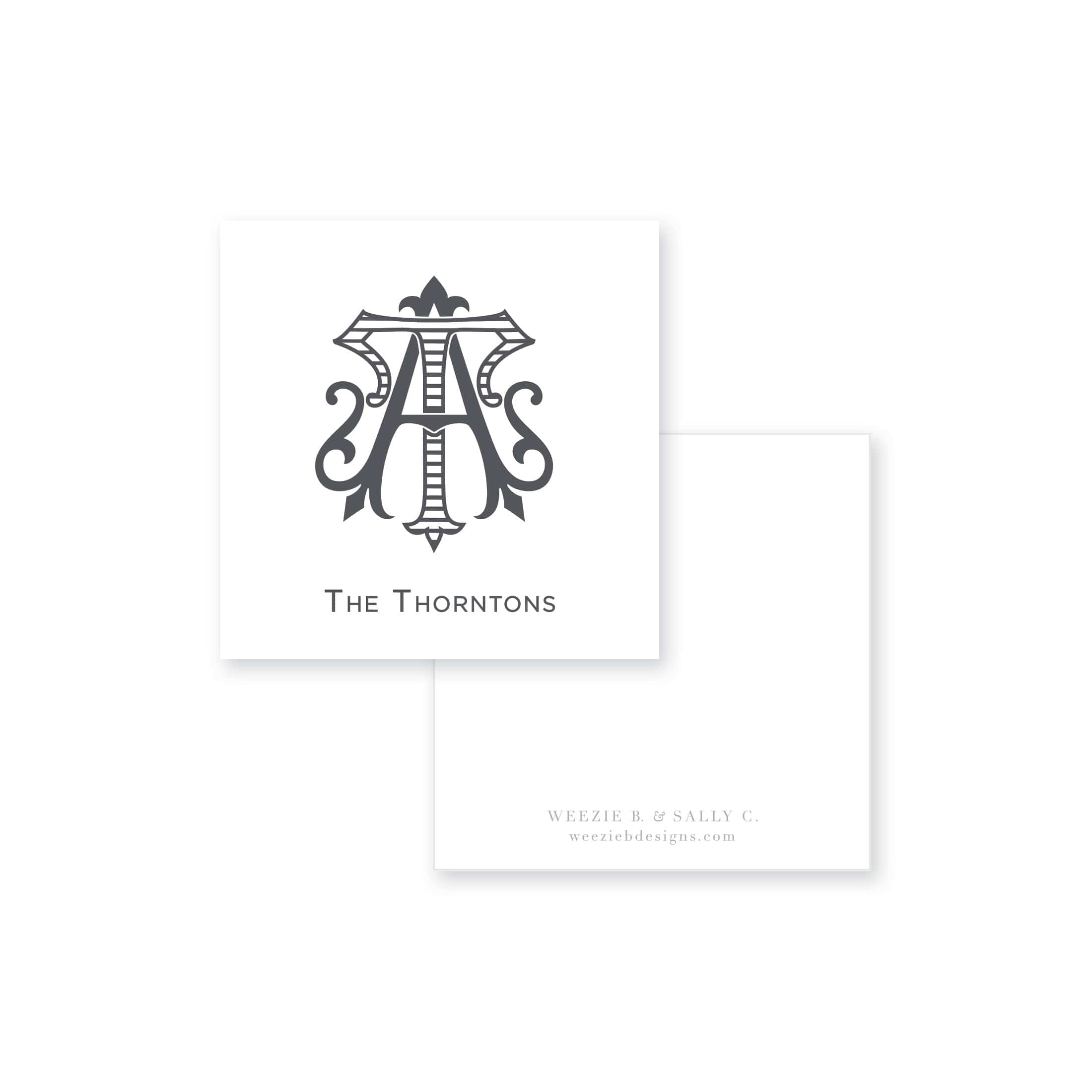 Two-Letter Intertwine Striped Calling Card – Weezie B. Designs