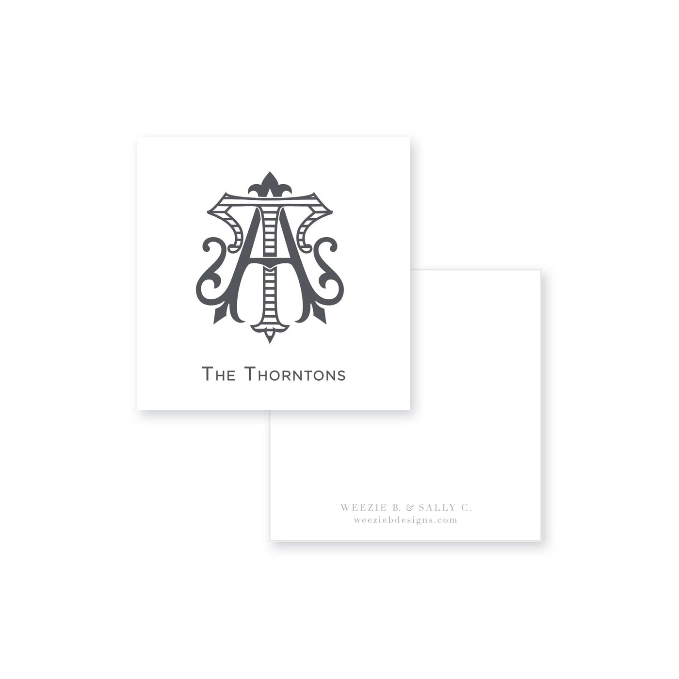 Two-Letter Intertwine Striped Calling Card