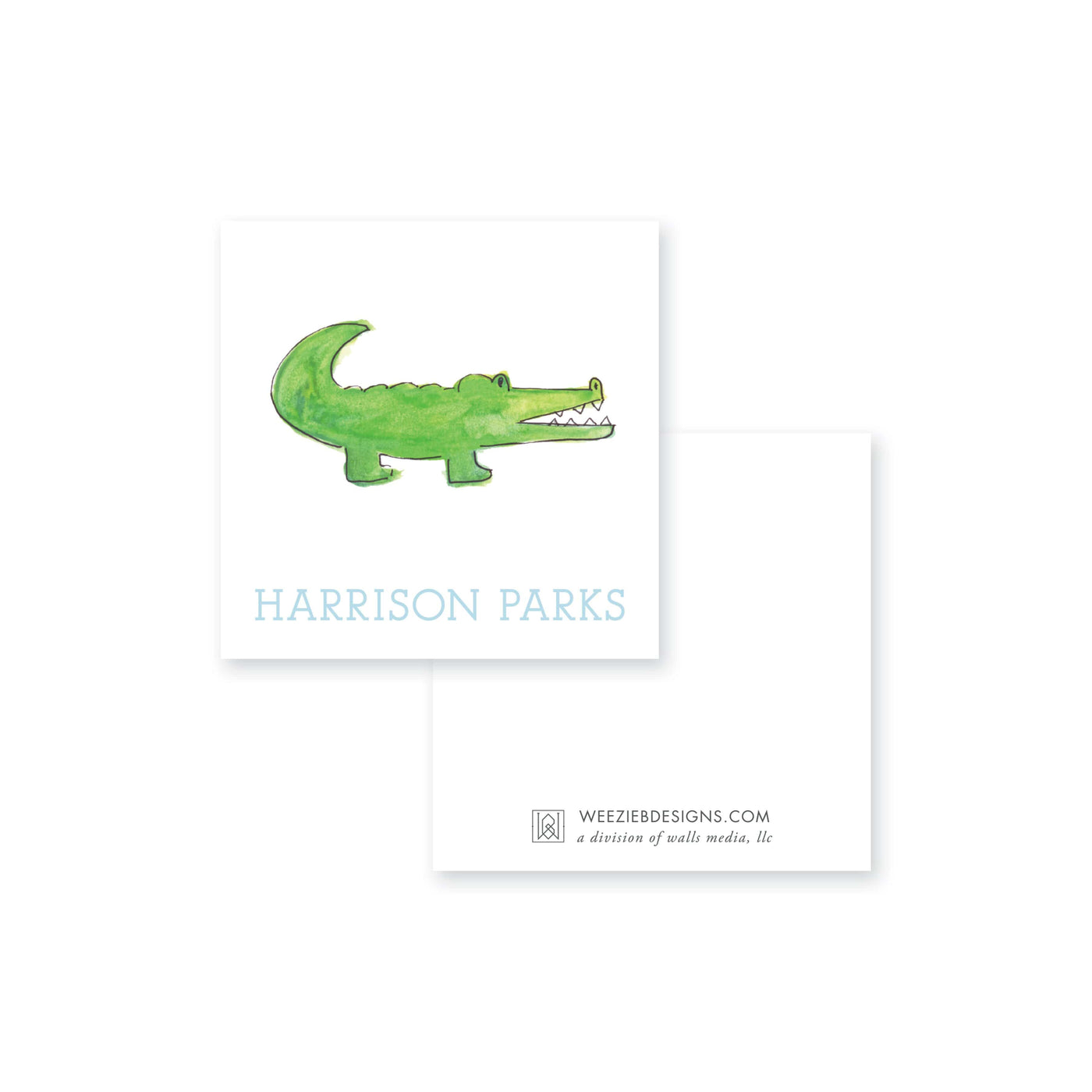 Weezie B. Designs | Watercolor Alligator Calling Card