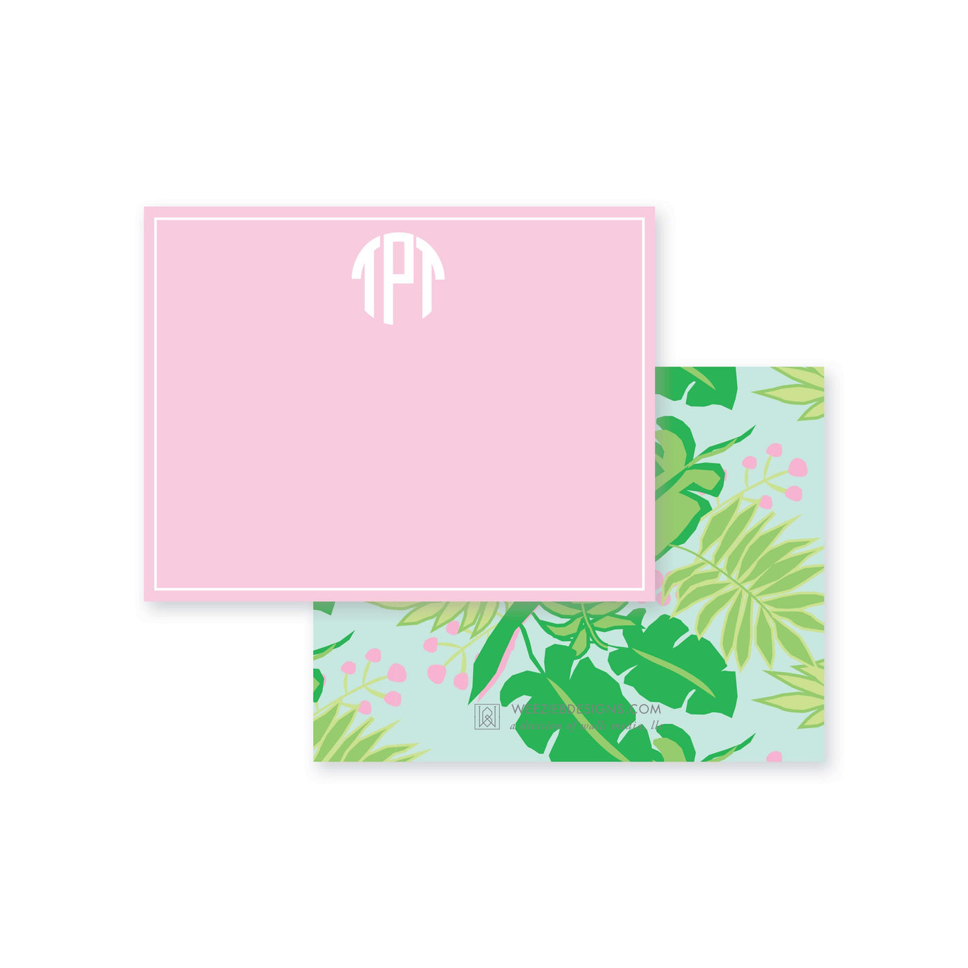 Weezie B. Designs | Bright & Tropical Personalized Flat Note Card