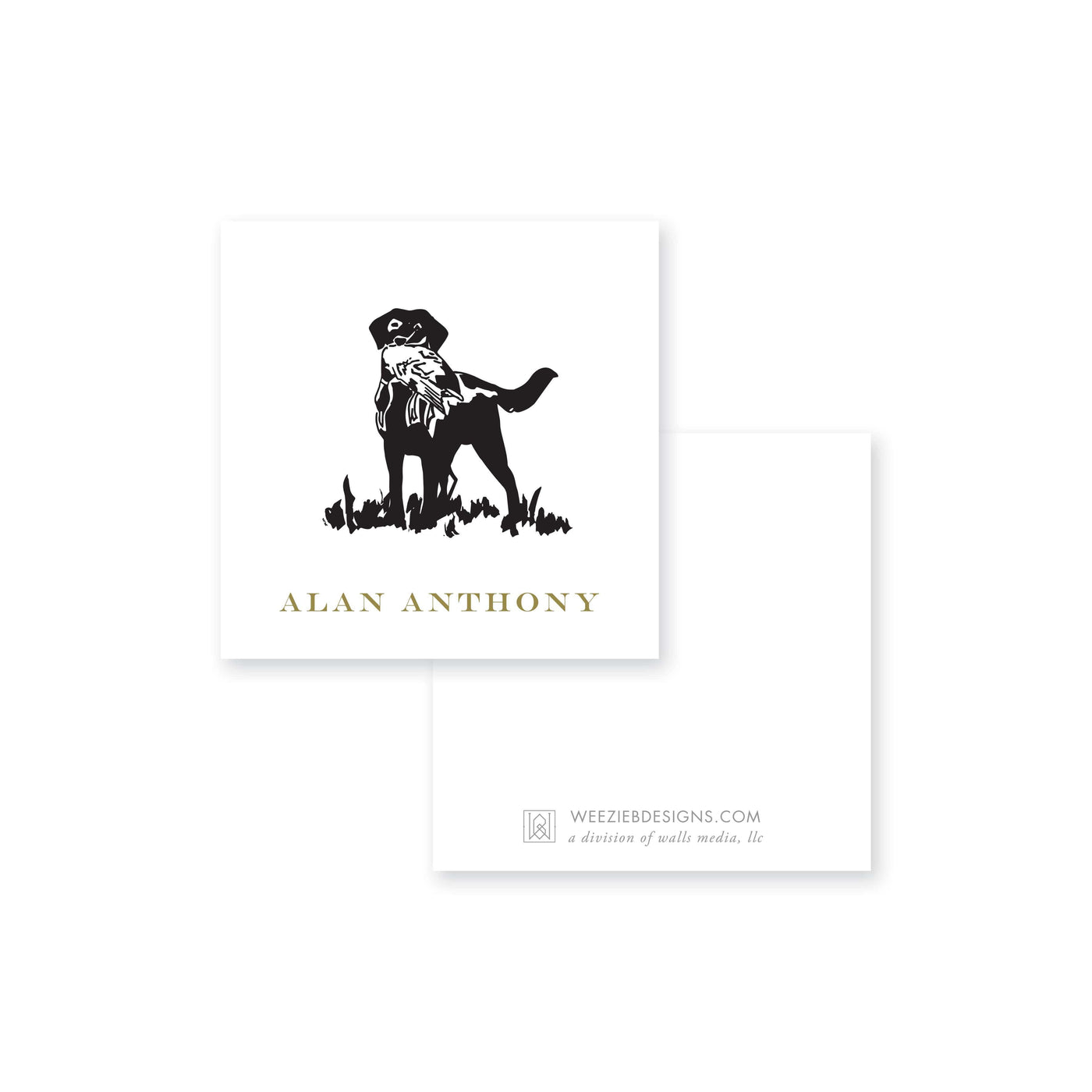 Weezie B. Designs | Sketched Dog with Bird Calling Card