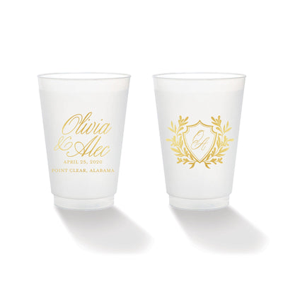 Vine Crest & Monogram Frosted Cup