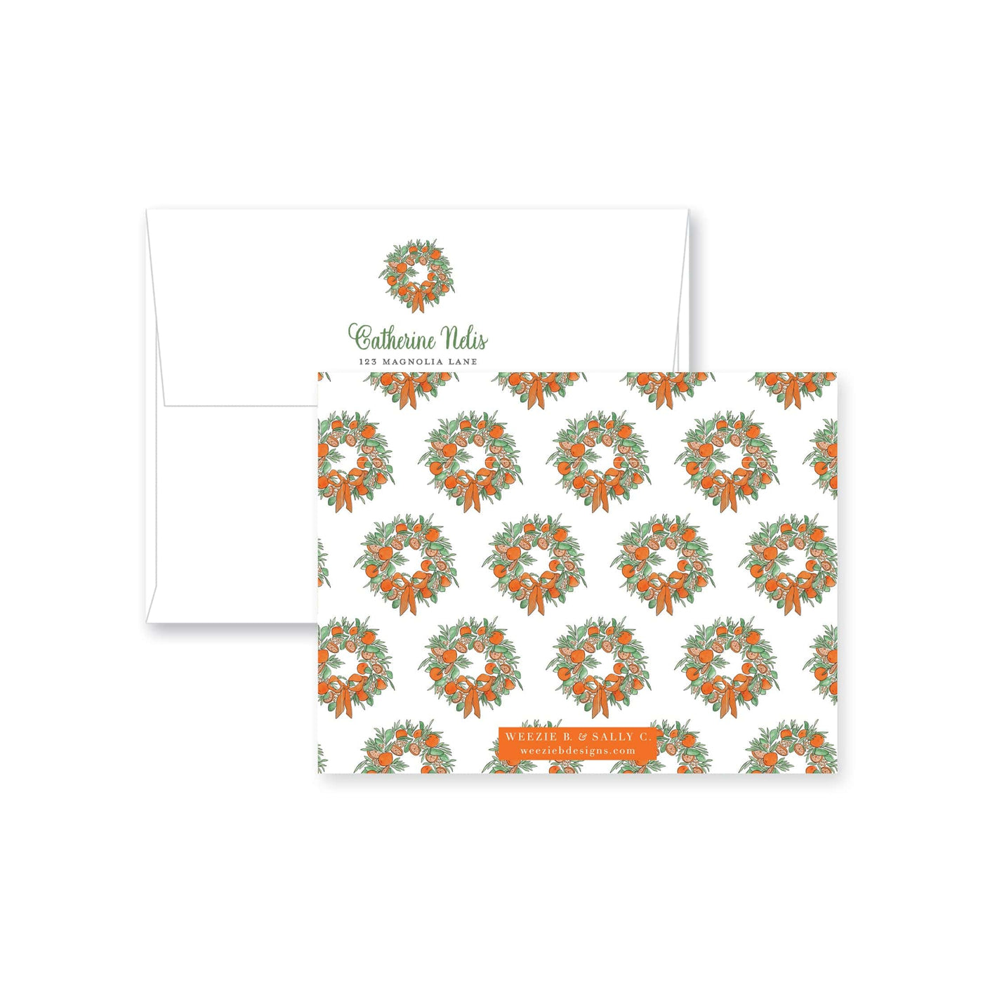 Citrus Wreath With Ribbon Flat Note Card