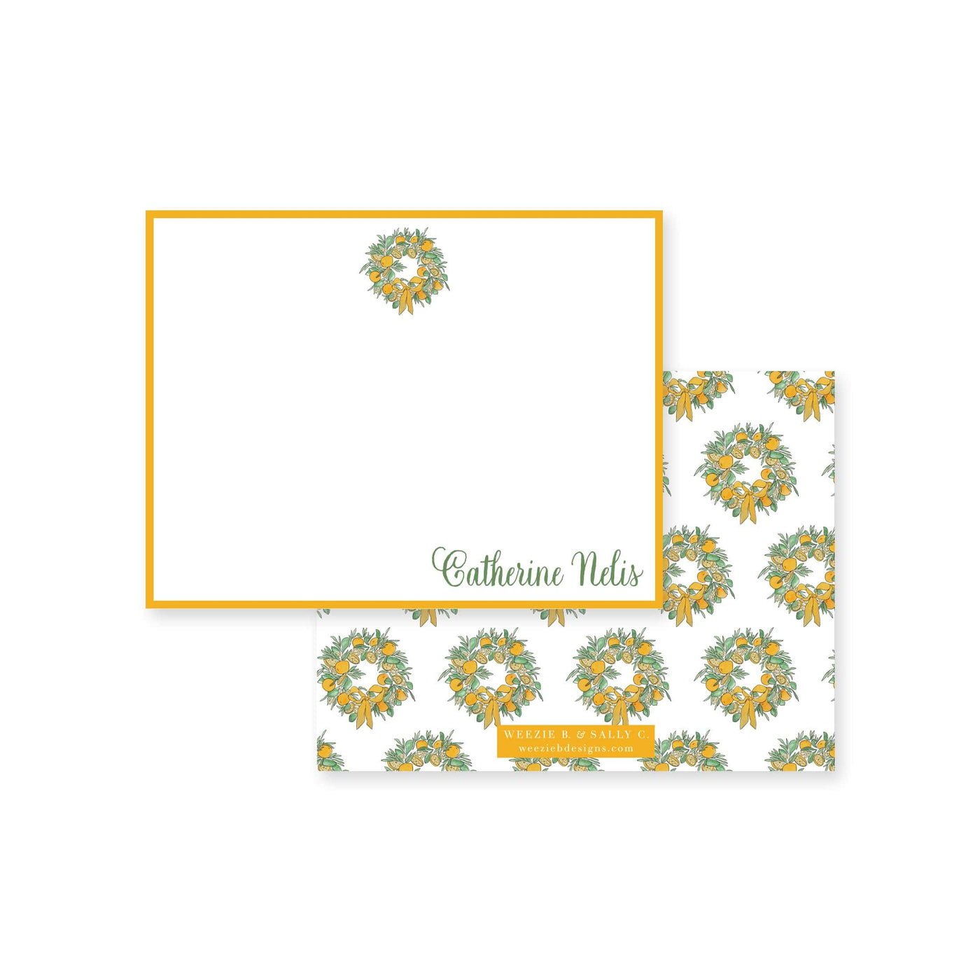 Citrus Wreath With Ribbon Flat Note Card