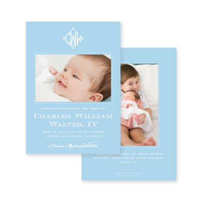Weezie B. Designs | Classic In Reverse Birth Announcement