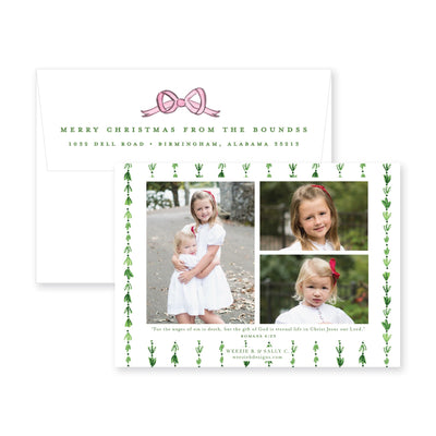 Dainty Greenery with Bow Horizontal Christmas Card