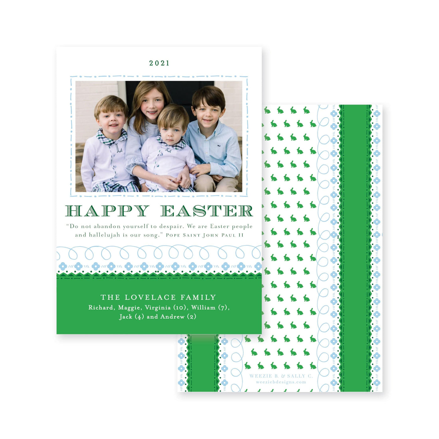 Prim Bunny Pattern Easter Card
