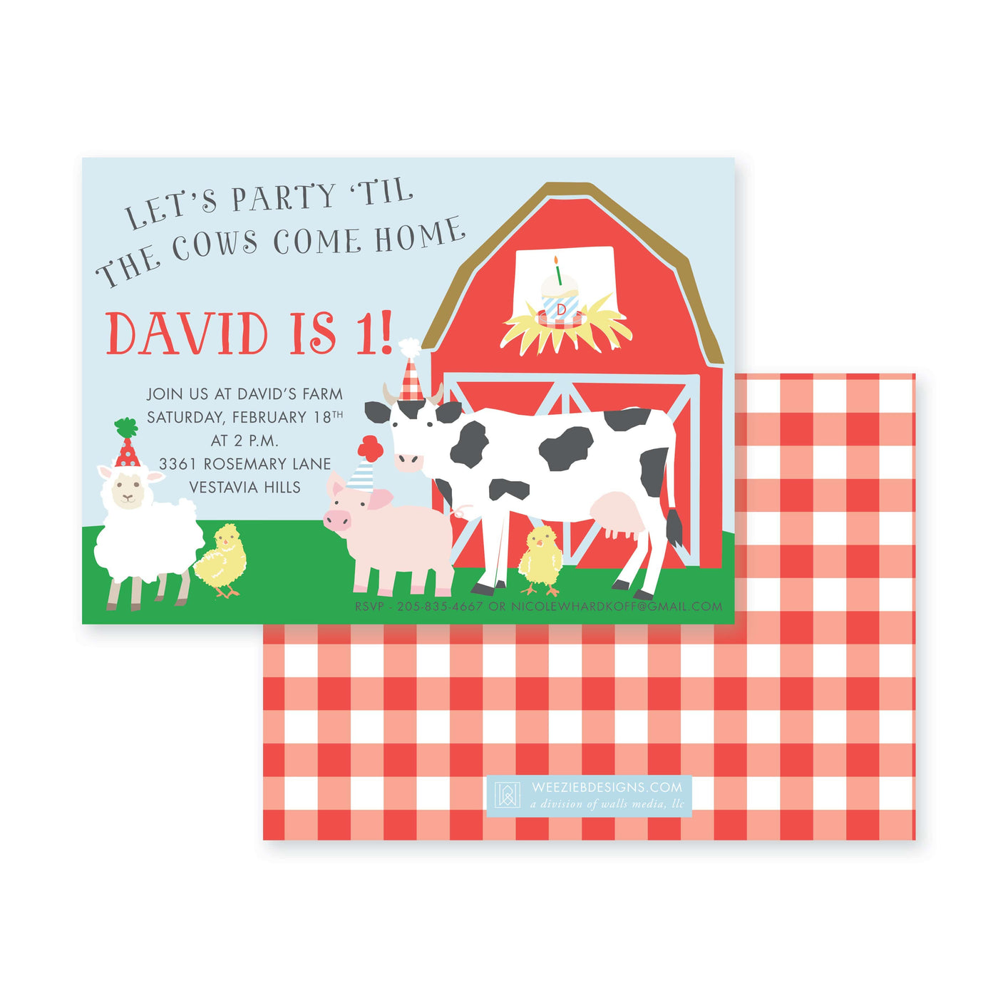 Weezie B. Designs | Party 'til the Cows Come Home Birthday Invitation