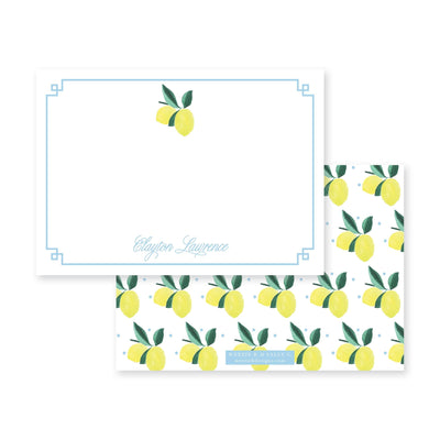 Lemon Polka Dot Horizontal Flat Note Card