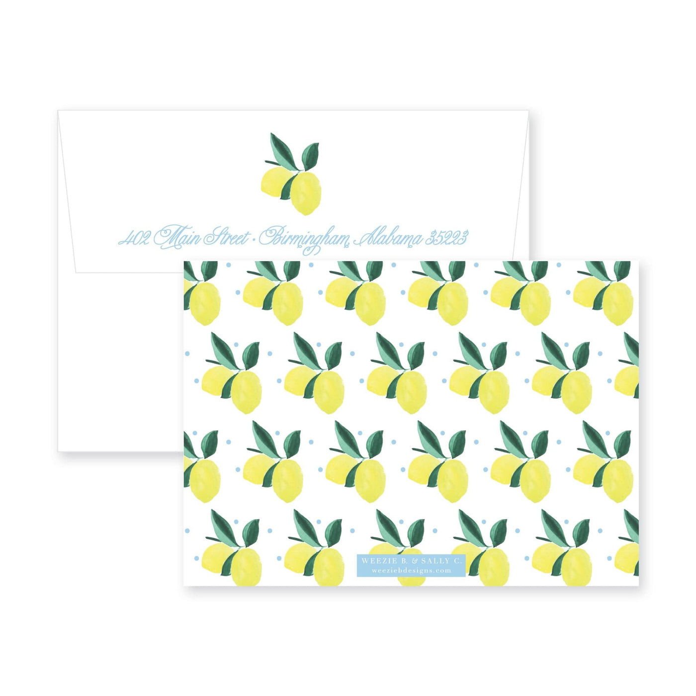 Lemon Polka Dot Horizontal Flat Note Card