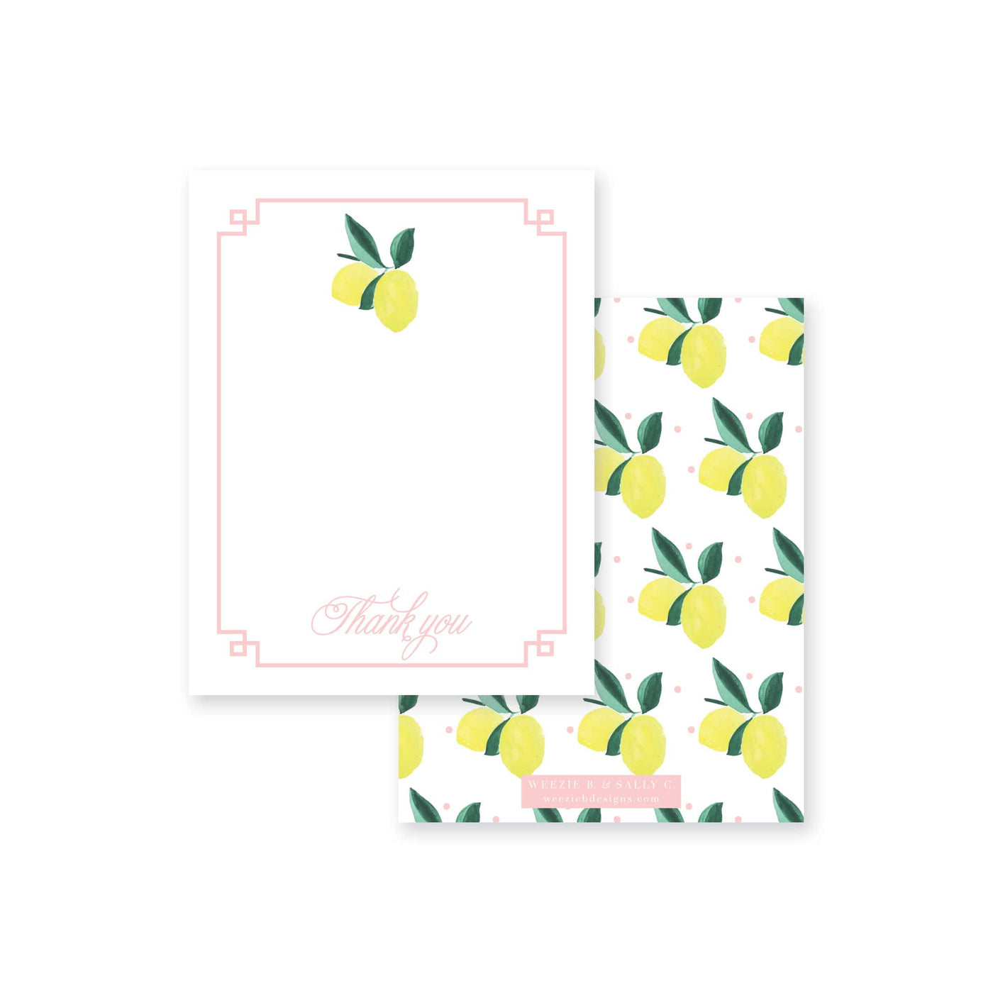 Lemon Polka Dot Flat Note Card