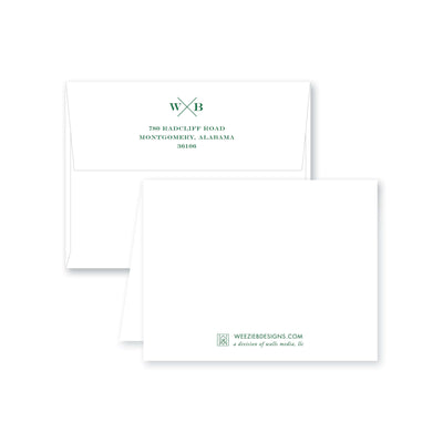 Weezie B. Designs | Block X with Name and Monogram Folded Note Cards