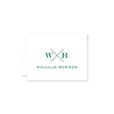 Weezie B. Designs | Block X with Name and Monogram Folded Note Cards