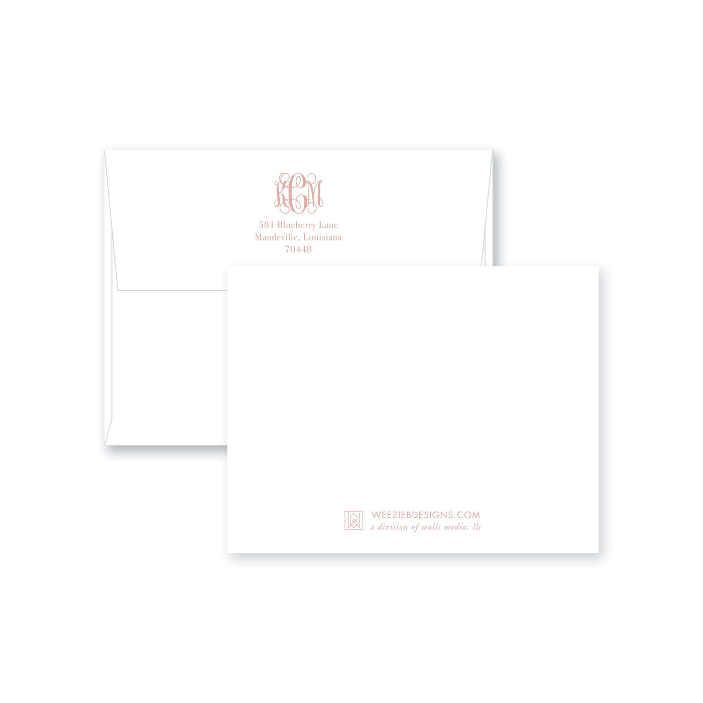 Weezie B. Designs | Fancy Border Monogram Flat Note Card