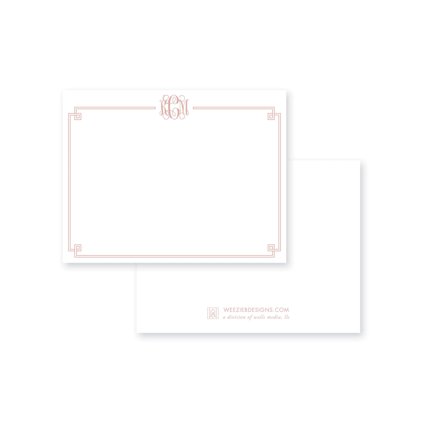 Weezie B. Designs | Fancy Border Monogram Flat Note Card