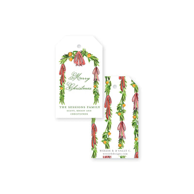 Orange Citrus Swag Christmas Gift Tag