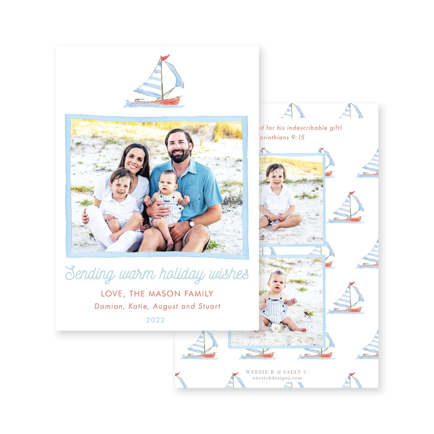 Sailing Warm Wishes Vertical Christmas Card