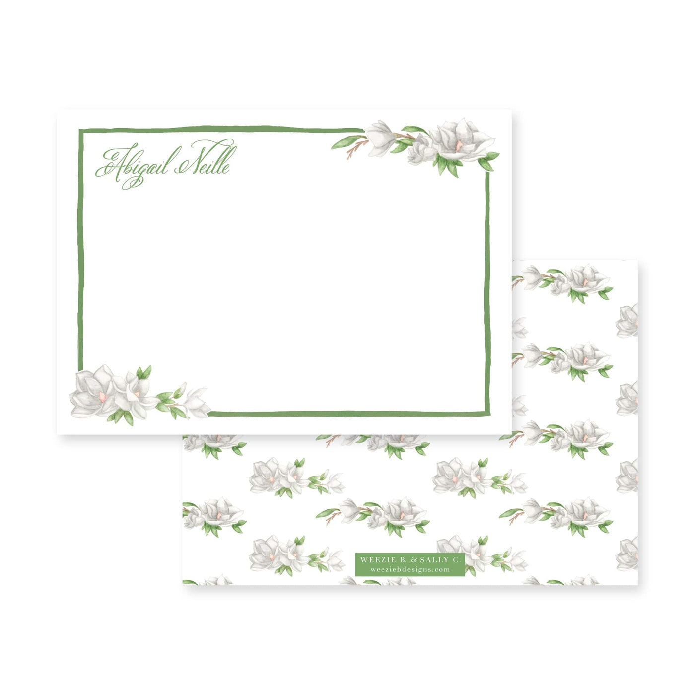 Watercolor Magnolia Flat Note Card