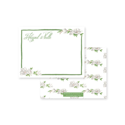 Watercolor Magnolia Flat Note Card