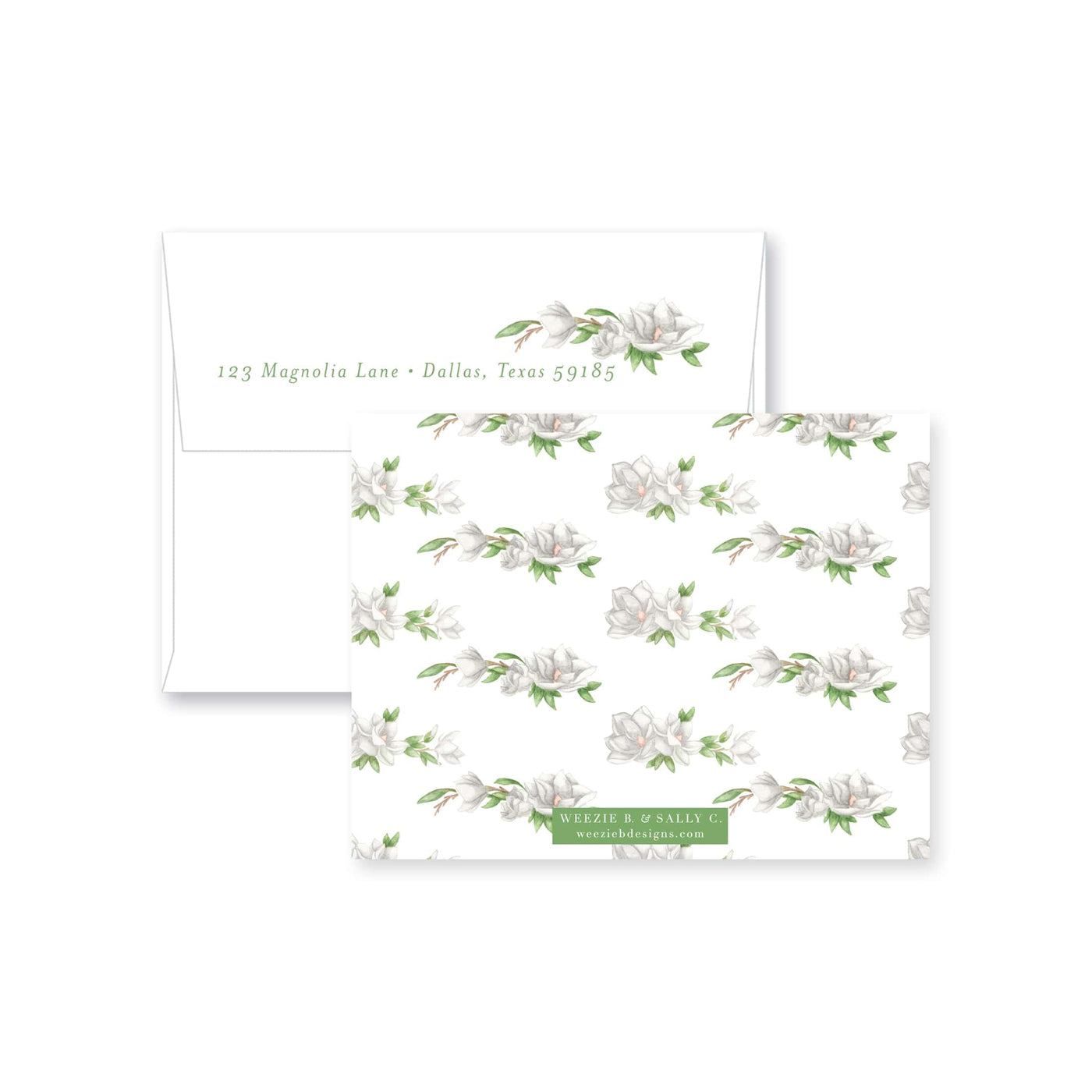 Watercolor Magnolia Flat Note Card