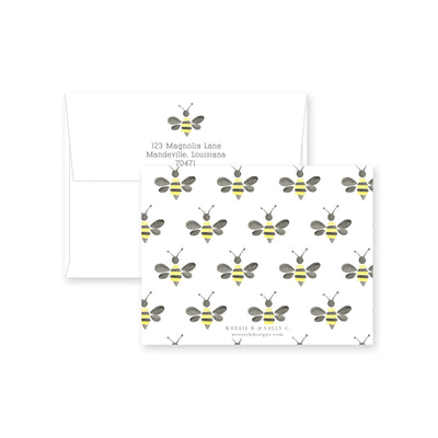 Watercolor Bumble Bee Flat Note Card