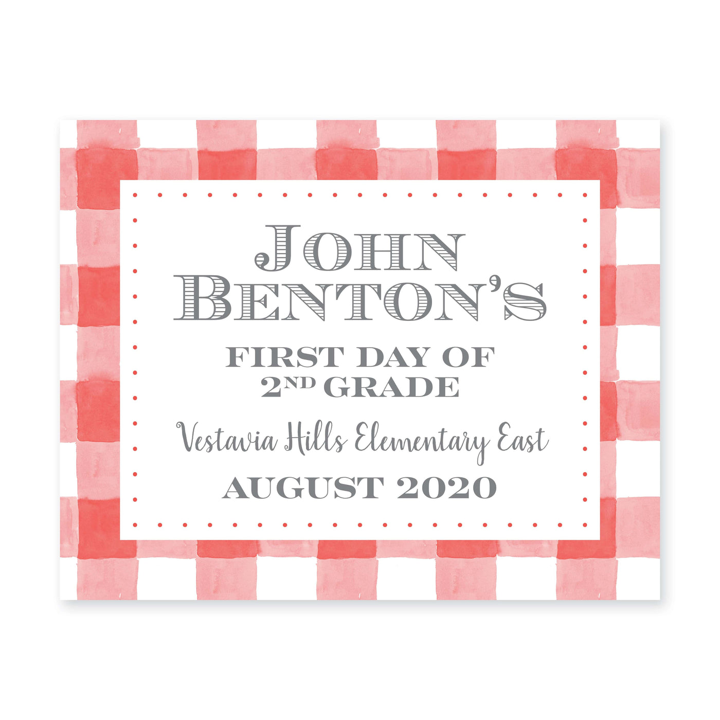 Simple Gingham Red First & Last Day Sign