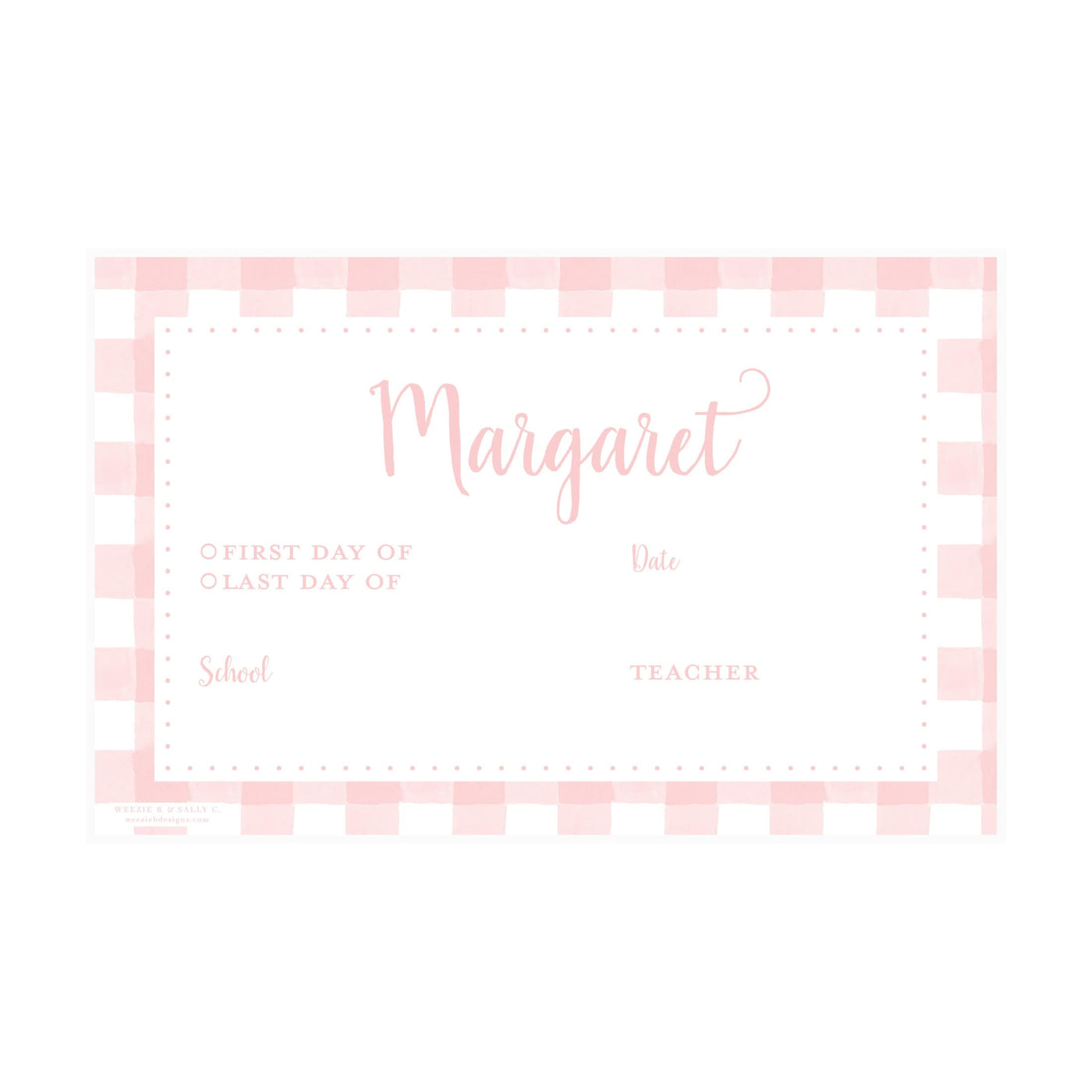 Simple Gingham First & Last Day Laminated Sign | Placemat