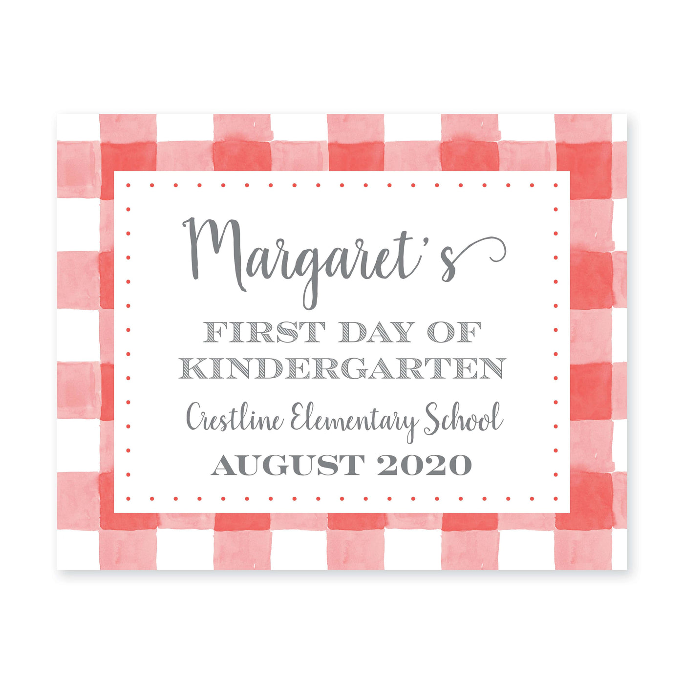 Simple Gingham Red First & Last Day Sign