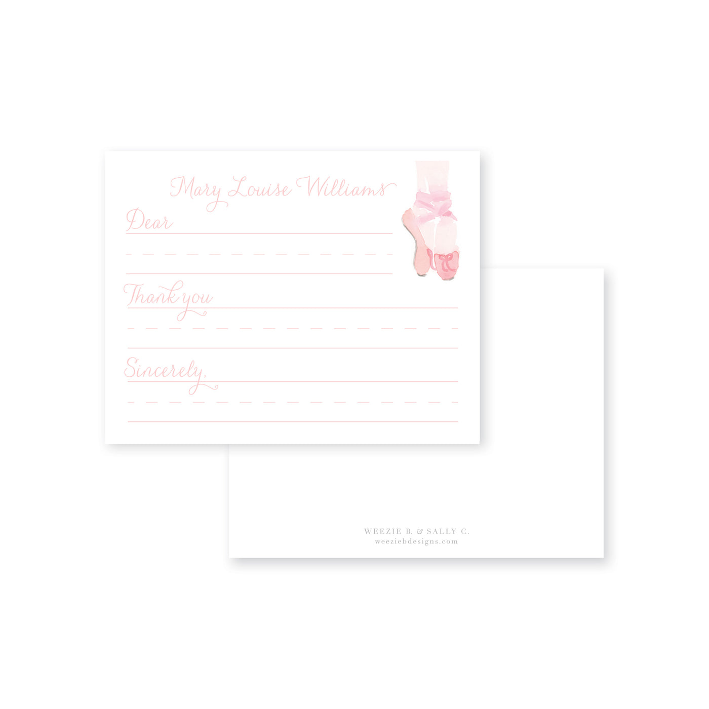 Weezie B. Designs | Ballet Watercolor Fill-in Flat Note Card