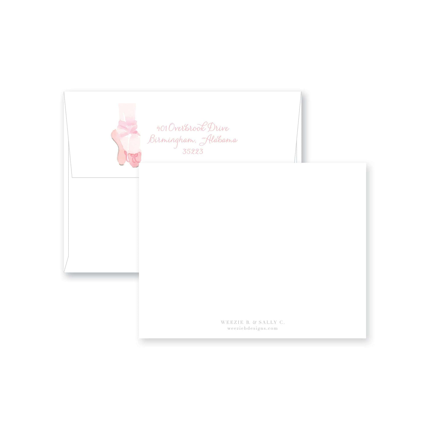 Ballet Watercolor Flat Note Card
