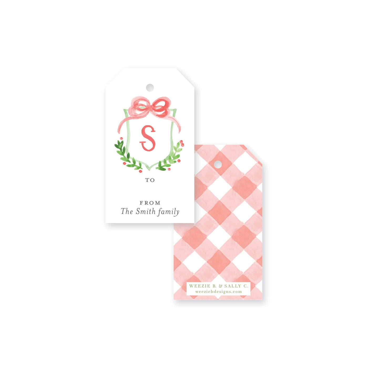 Crest With Big Bow Christmas Tag