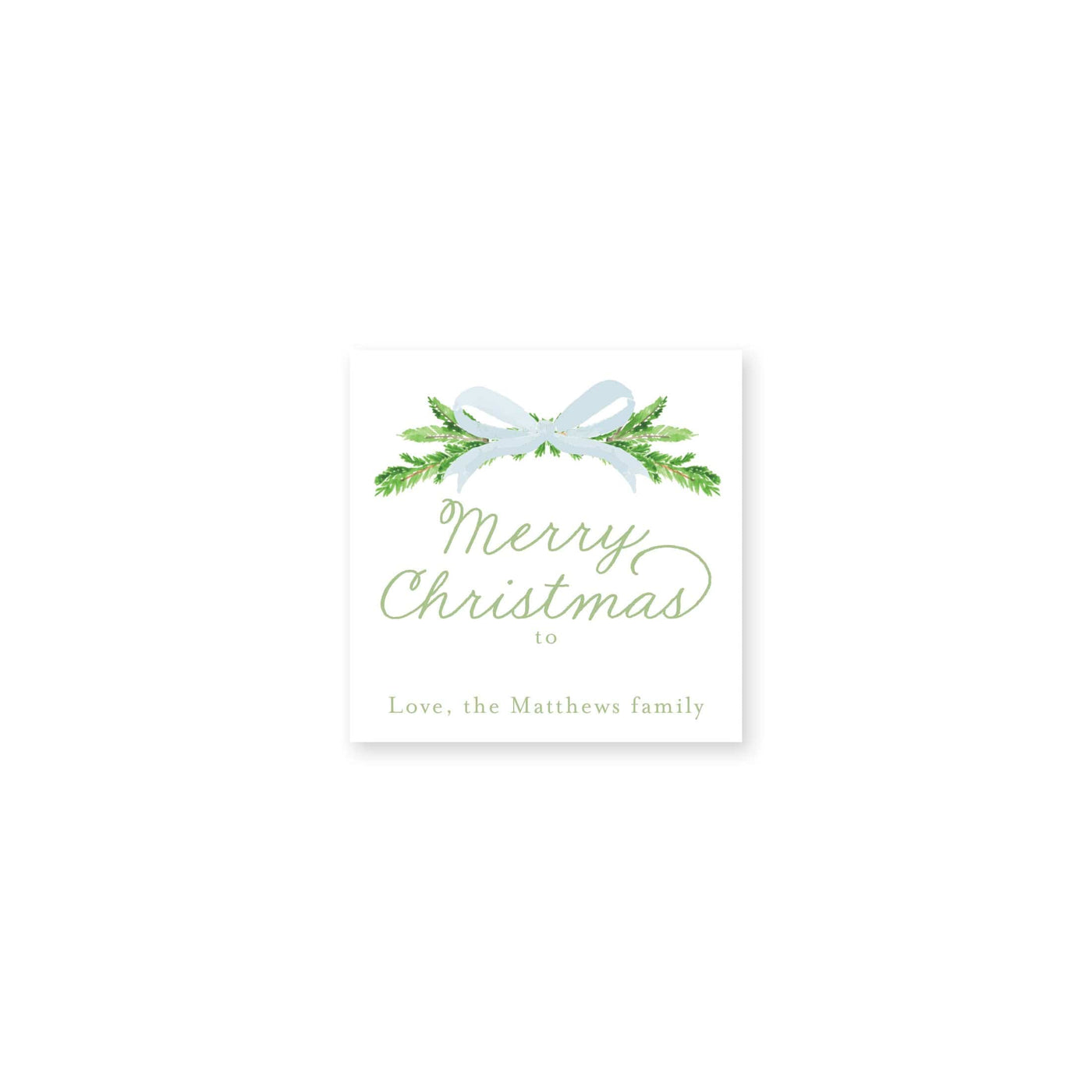 Evergreen Branch and Bow Christmas Stickers